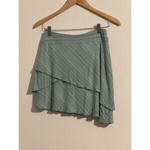 Athleta Women’s Skirt Small Green/ Grey Striped Asymmetrical Layered Pull On